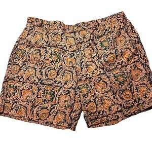 J. Press Medium Paisley Floral Swim Trunks 100% Cotton Mesh Lined Elastic Waist